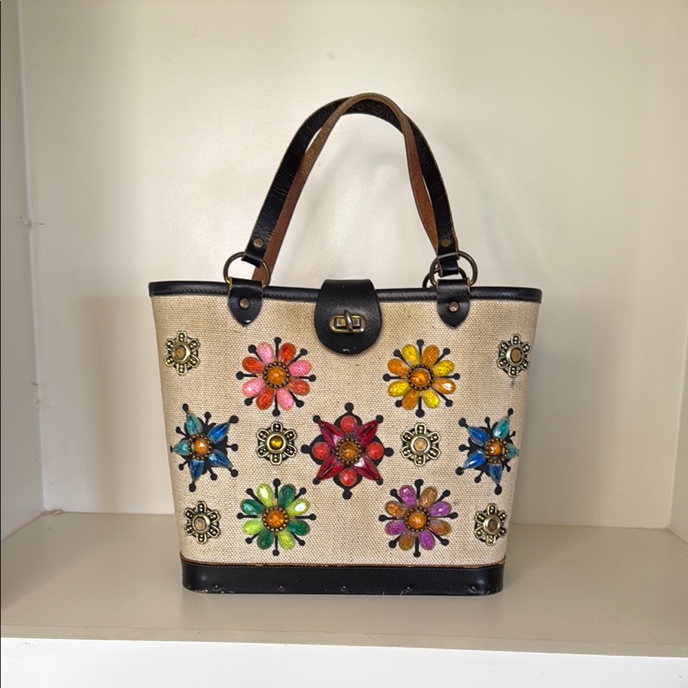 Black and Tan Stylish Tote Bag with Leather Handles